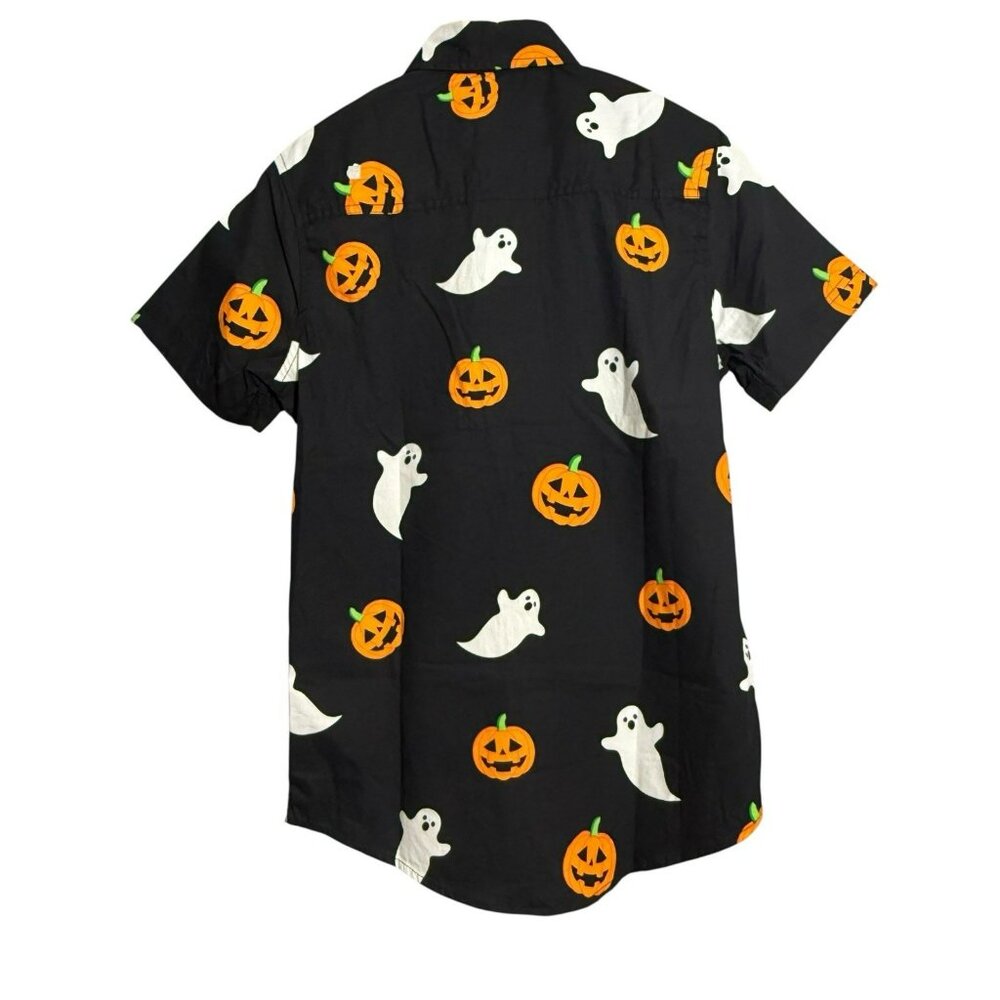 Free Planet Halloween Button Shirt Men Size XS Costume Pumpkin Ghost Casual Work - Picture 2 of 12